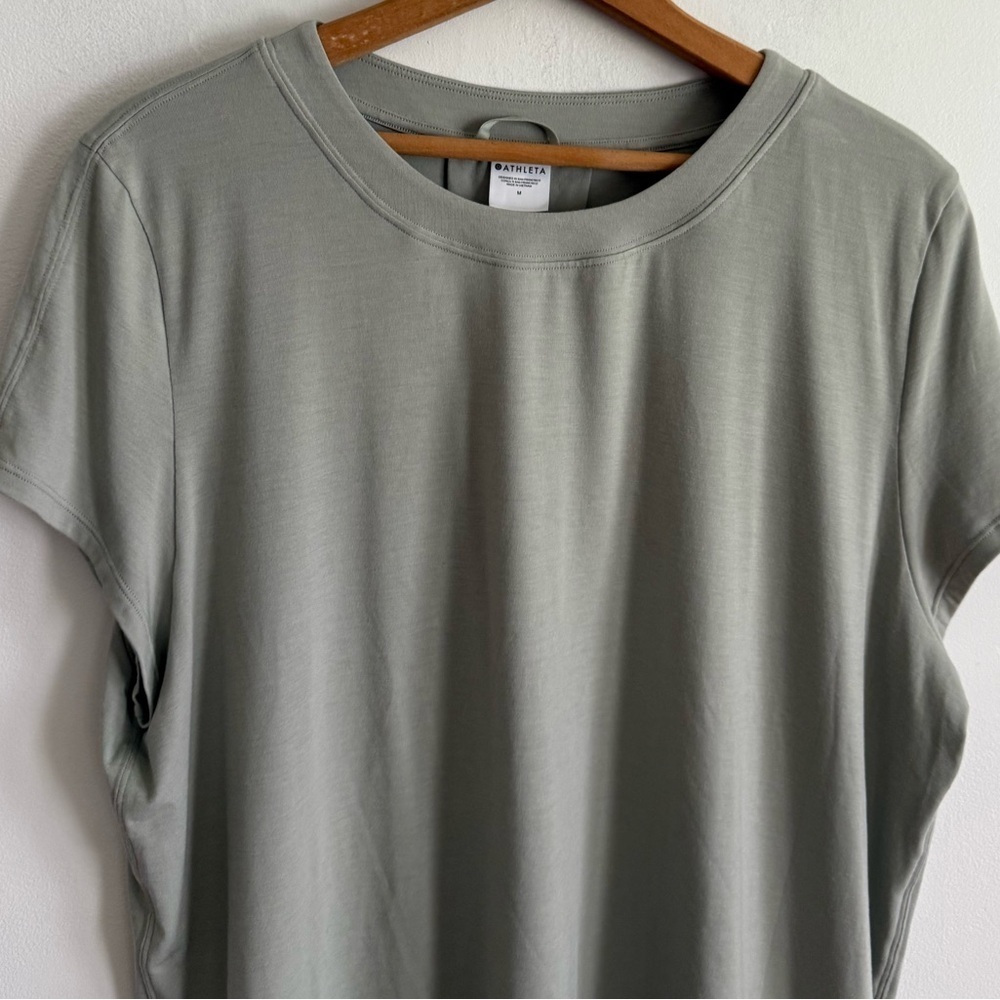Athleta Gray Green Relaxed Crew Neck Boxy Modal Blend Tee - Picture 2 of 7